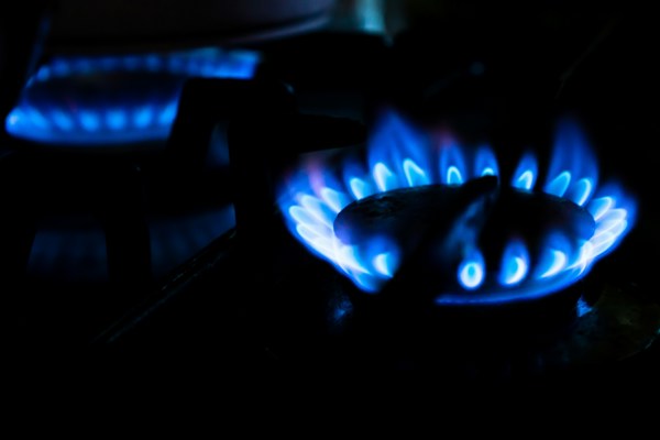 A close up of a lit gas ring