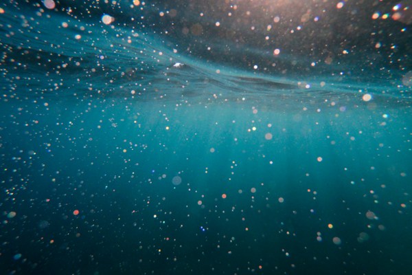 An abstract underwater shot of blue water